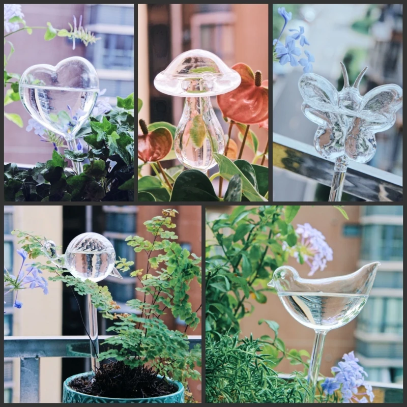 창의적인 유리 화분 꽃 물 공급기 버섯 모양 자동 급수 - Self Watering Insert 리뷰 및 가격